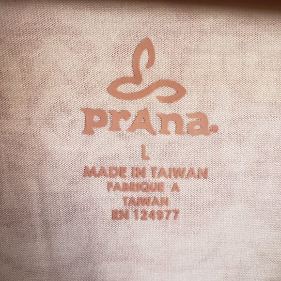 PrAna Twist Faux Wrap Printed V-Neck Dress 3/4 Sleeves Burgundy Sz Large Stretch - Picture 2 of 9